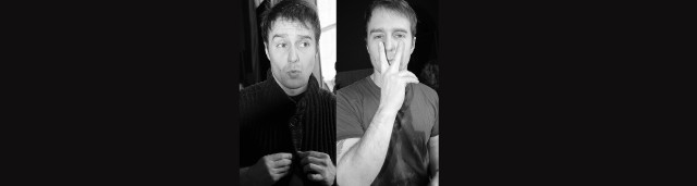 Two men making faces black free wallpaper - medium preview image