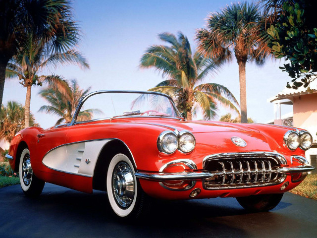 Red white car palm trees #2 free wallpaper - medium preview image