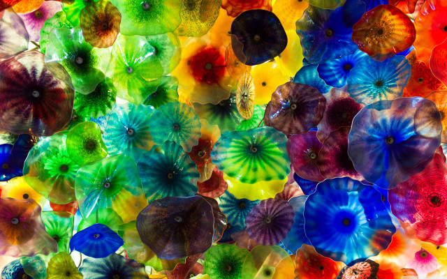Colorful umbrellas hanging ceiling rainbow free wallpaper - medium preview image