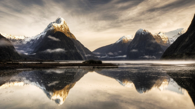 Mountain range lake trees cloudy #3 free wallpaper - medium preview image