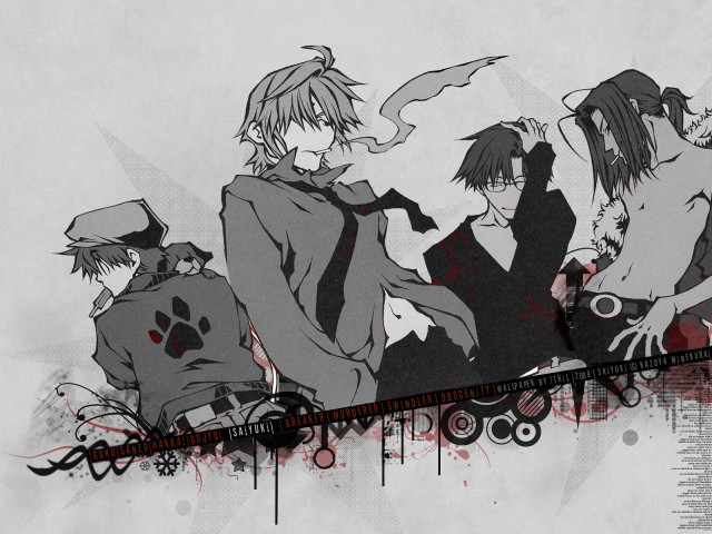 Anime characters wall blood splatter free wallpaper - medium preview image