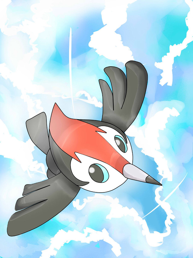Bird flying sky clouds blue free wallpaper - medium preview image