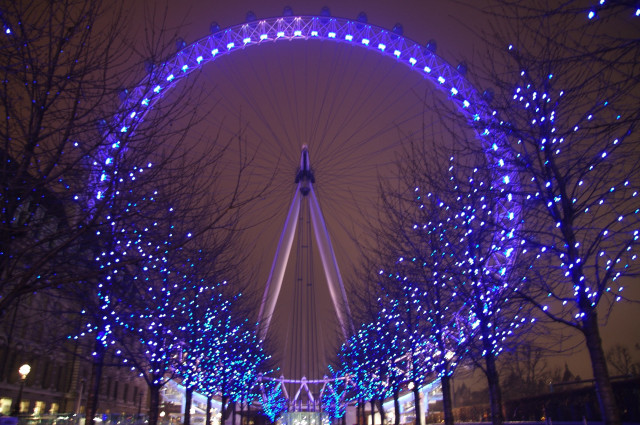 Ferris wheel night lights trees free wallpaper - medium preview image