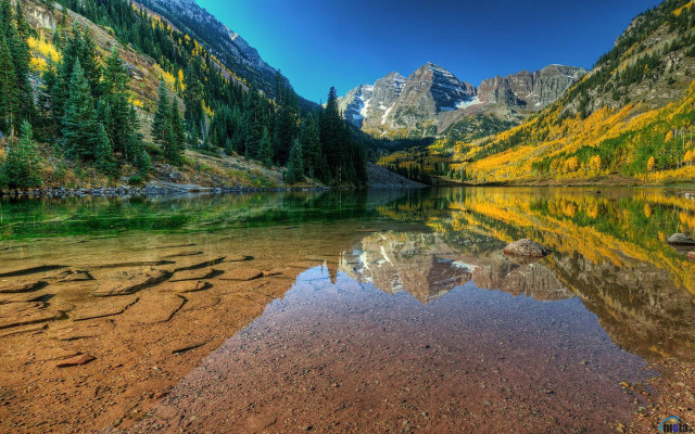 Mountain lake forest yellow leaves #2 free wallpaper - medium preview image