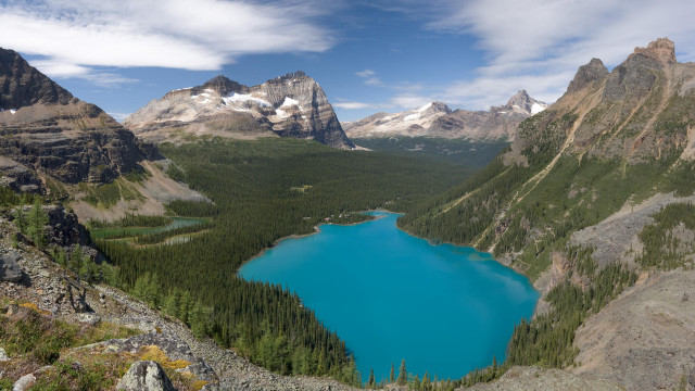 Blue lake mountains trees snowy free wallpaper - medium preview image