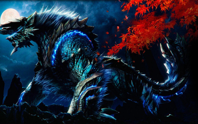Monster fire moon tree leaves free wallpaper - medium preview image