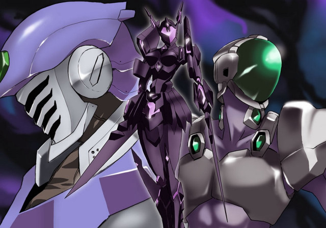 Robots couple purple background green free wallpaper - medium preview image