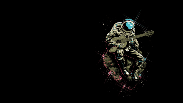 Astronaut guitar hologram space aurora free wallpaper - medium preview image