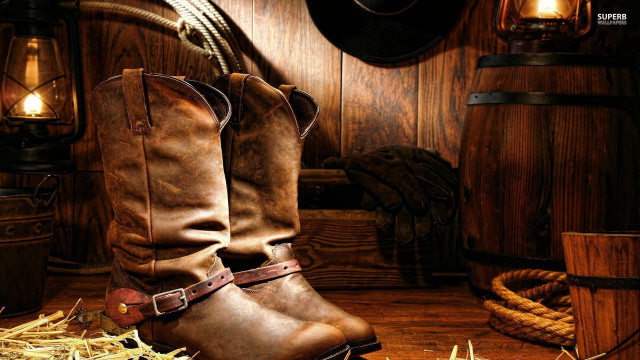 Cowboy boots hay barrel rope free wallpaper - medium preview image