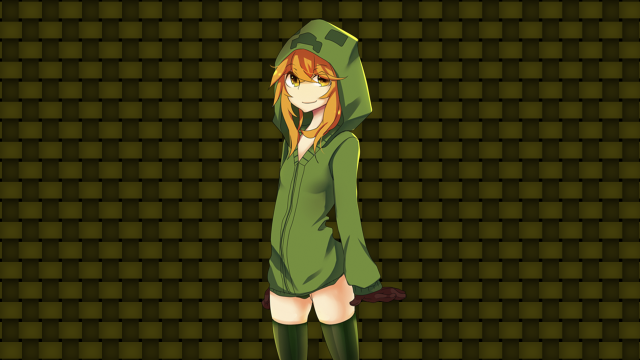 Girl green hoodie standing green free wallpaper - medium preview image