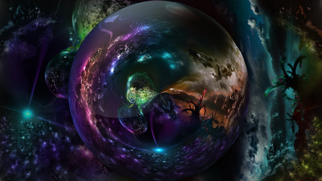 Colorful sphere person sky stars free wallpaper - medium preview image