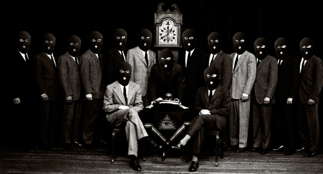 Men suits masks clock tower free wallpaper - medium preview image