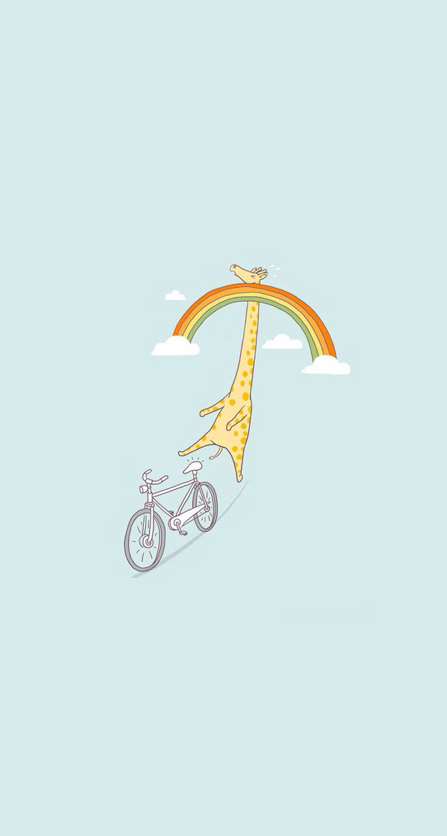 Giraffe bike rainbow bird flying free wallpaper - medium preview image