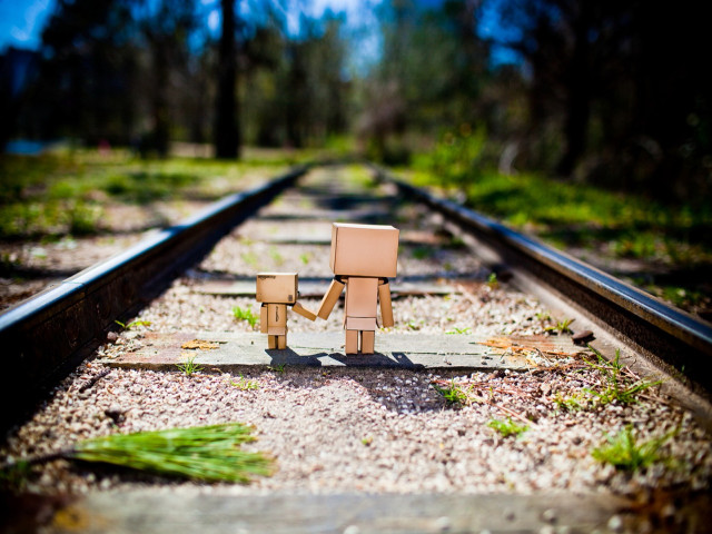 Wooden figures train track forest free wallpaper - medium preview image
