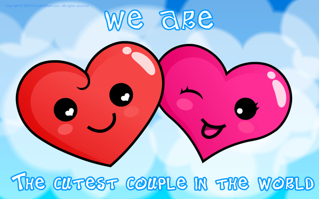 Two hearts with faces best free wallpaper - medium preview image