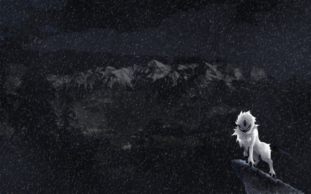 White dog rock rain mountains free wallpaper - medium preview image