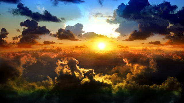 Sunset clouds plane sky yellow free wallpaper - medium preview image