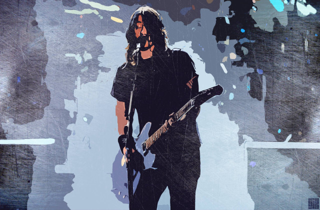 Man guitar grungy wall background free wallpaper - medium preview image