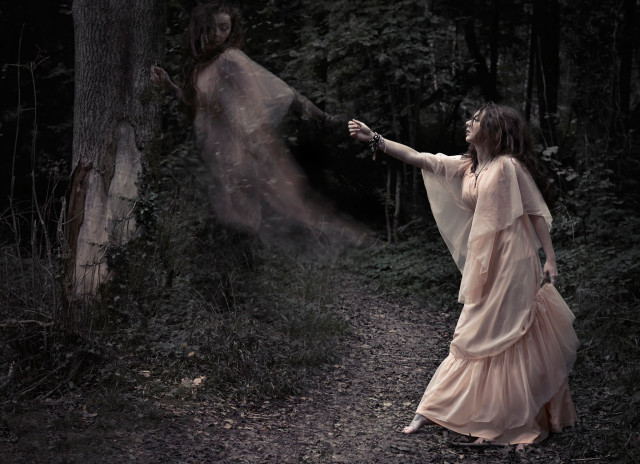 Woman forest ghosts magical realism free wallpaper - medium preview image