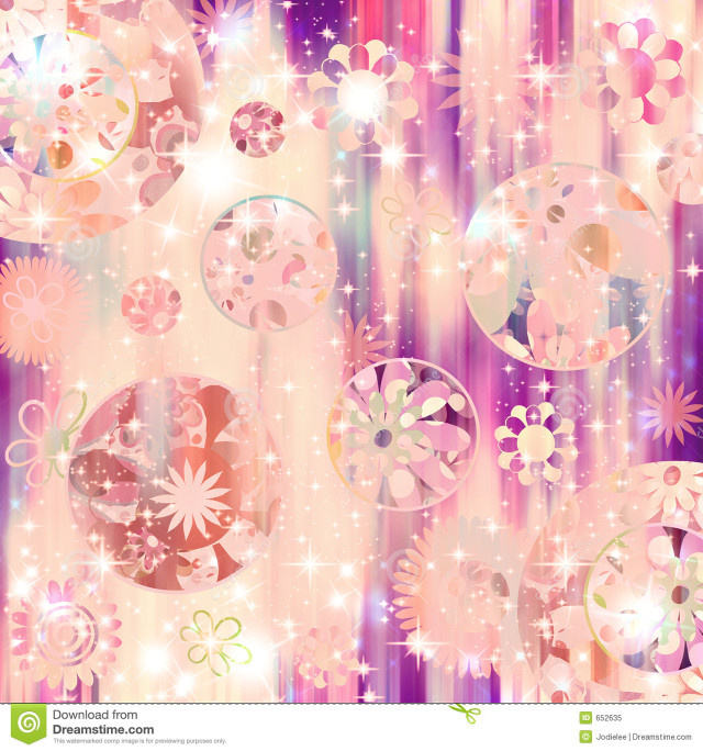 Pink purple flowers bubbles stars free wallpaper - medium preview image