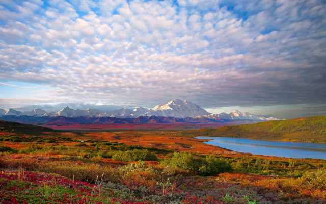 Mountain lake view clouds scenery free wallpaper - medium preview image
