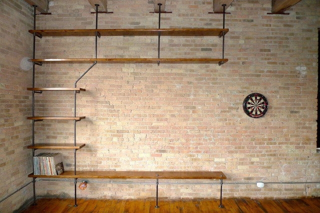 Brick wall bookshelves dart room free wallpaper - medium preview image