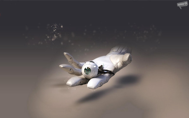 White toy airplane green eye free wallpaper - medium preview image