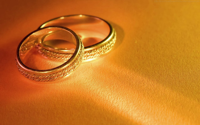 Wedding rings yellow background shadow free wallpaper - medium preview image