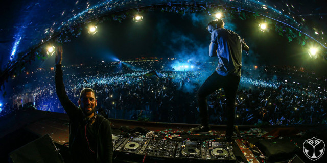 Dj stage concert crowd fireworks free wallpaper - medium preview image