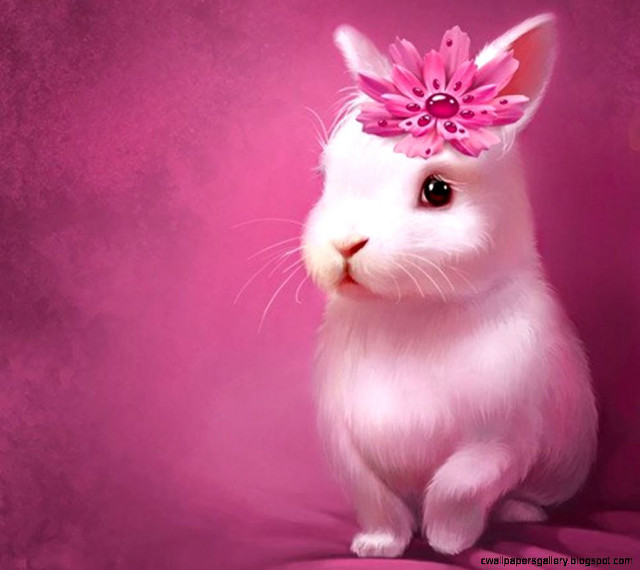 White rabbit pink flower hair free wallpaper - medium preview image