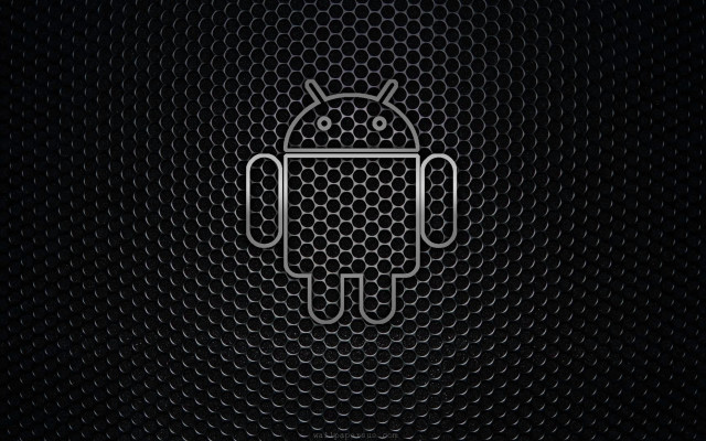 Black background white outline robot #3 free wallpaper for desktop - medium preview image