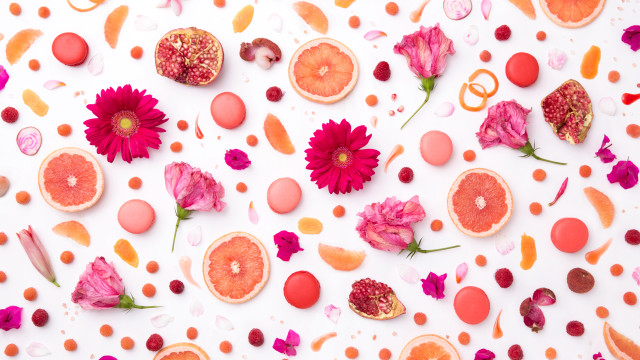 Fruit flowers table white surface free wallpaper - medium preview image