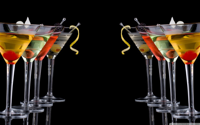 Colored drinks glasses black background free wallpaper - medium preview image