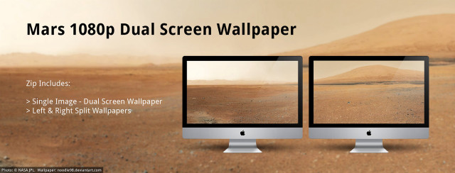 Two screens desert space art free wallpaper for desktop - medium preview image