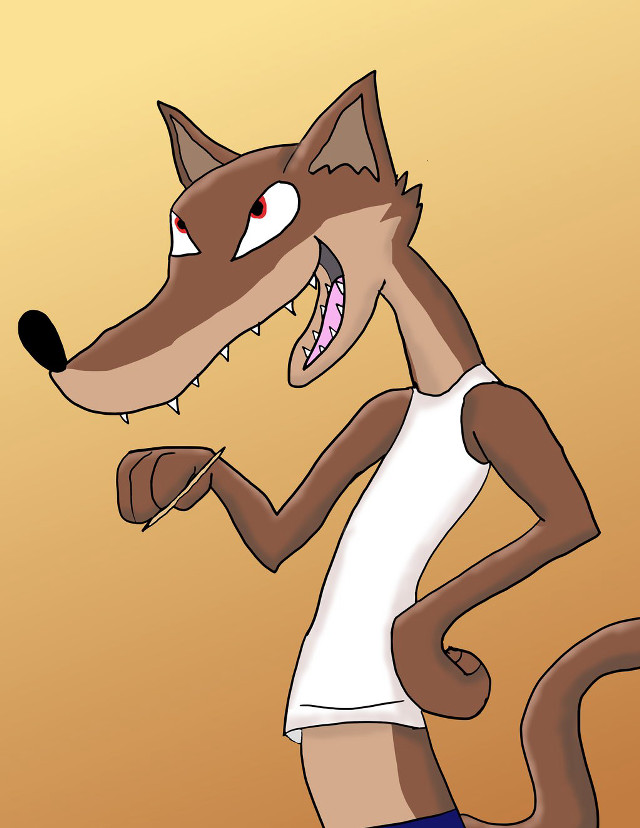Cartoon wolf tennis racket ball free wallpaper - medium preview image