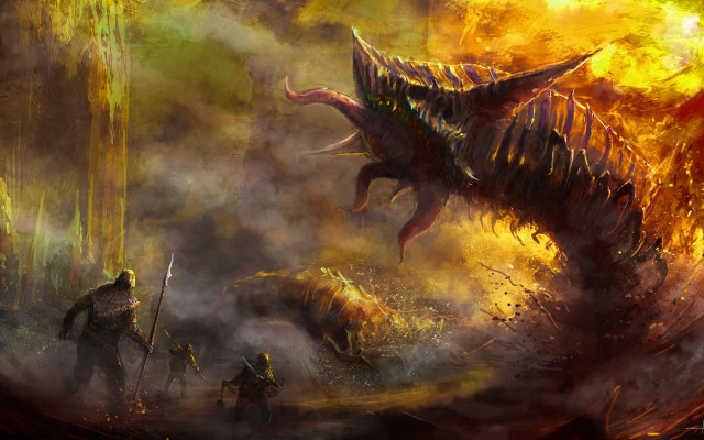Dragon attack man forest fire free wallpaper - medium preview image