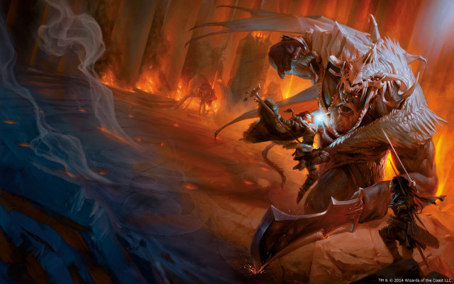 Man sword demon fire forest free wallpaper - medium preview image