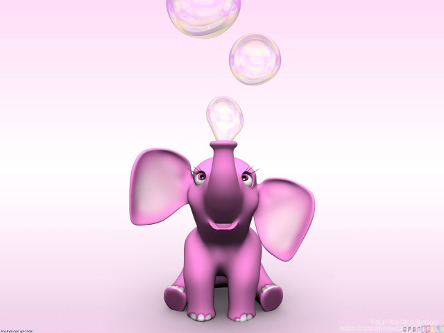 Pink elephant bubbles floating trunk free wallpaper - medium preview image