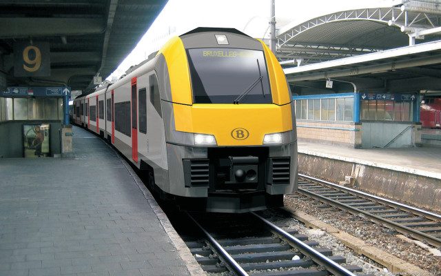 Yellow grey train station platform free wallpaper - medium preview image
