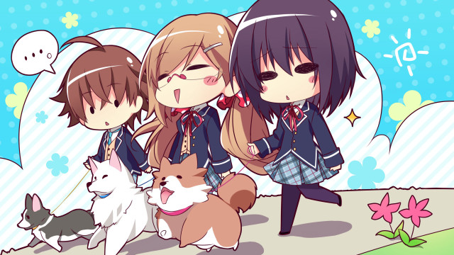 Anime girls dogs blue sky free wallpaper - medium preview image