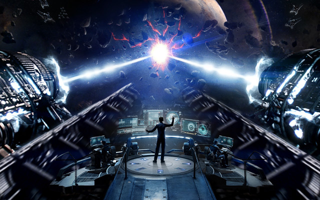 Man space station light planet free wallpaper - medium preview image