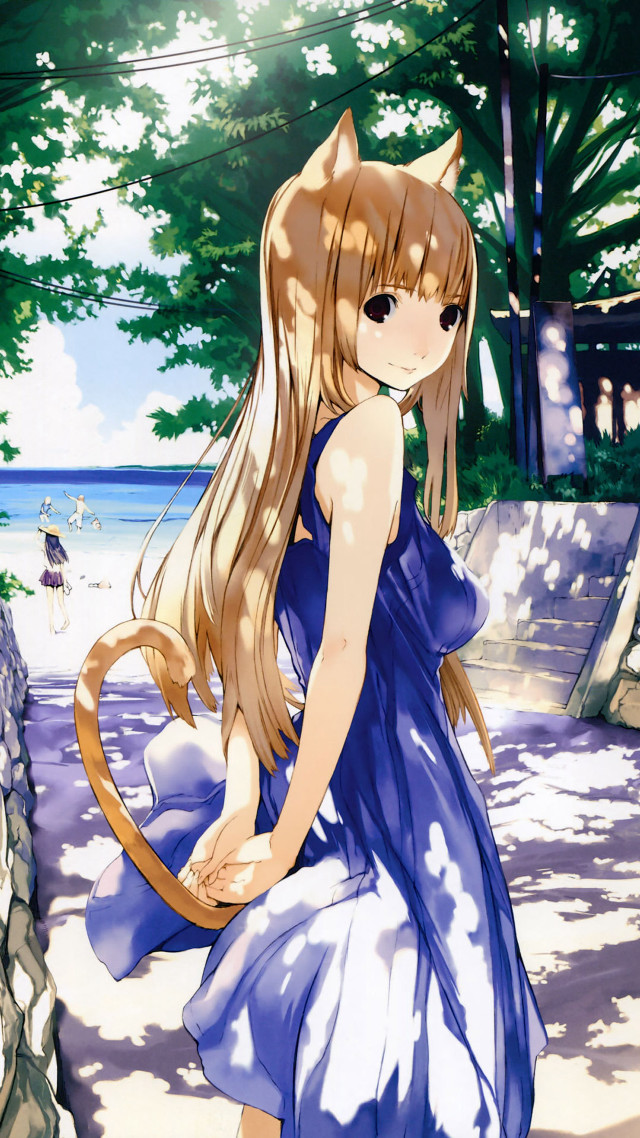Girl blue dress path water free wallpaper - medium preview image
