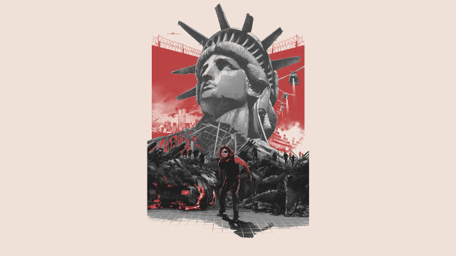 Man statue liberty red white free wallpaper - medium preview image