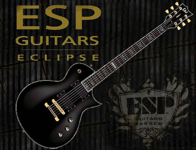 Black guitar gold hardware esp free wallpaper - medium preview image
