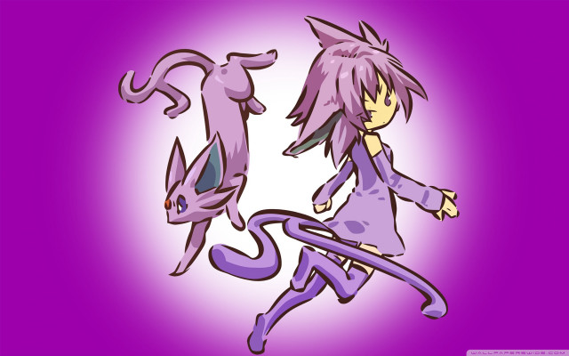 Cartoon cat dog purple background free wallpaper - medium preview image