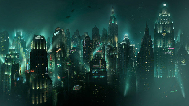 Futuristic city night lights buildings #4 free wallpaper - medium preview image