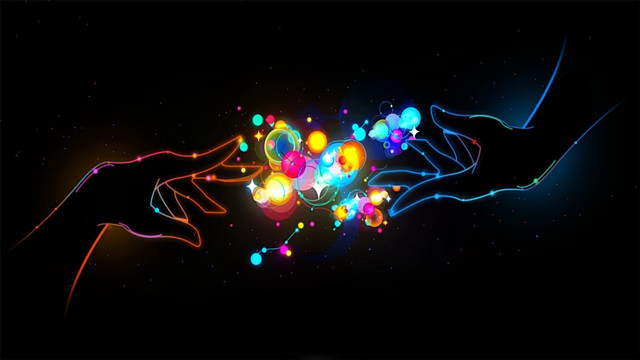 Hands glowing object night sky free wallpaper - medium preview image