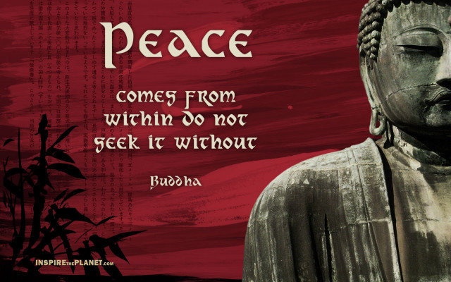 Buddha statue peace quote inner free wallpaper - medium preview image