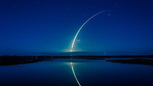Rocket flying sky lake night free wallpaper - medium preview image