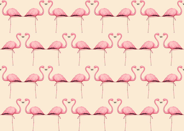 Pink flamingo pattern beige background free wallpaper - medium preview image